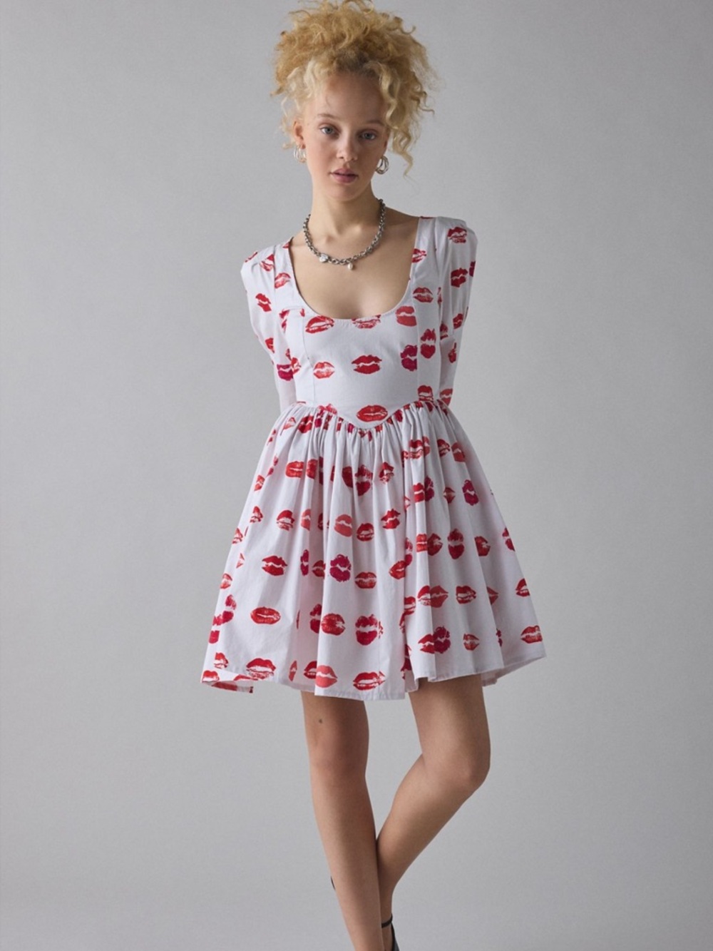 Tyler McGillivary Lipstick Stain Long Sleeve Babydoll Mini Dress - Picture 2 of 9